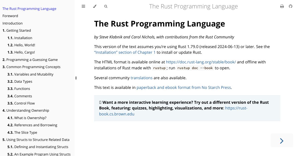 Rust Lang Book cover image